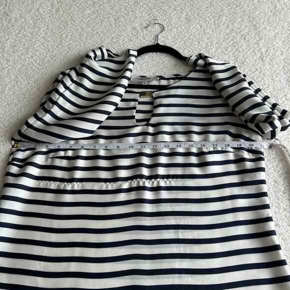JONES STUDIO Separates Blouse Women's Size 12 Blue/White Striped Shirt Nautical - Picture 3 of 7